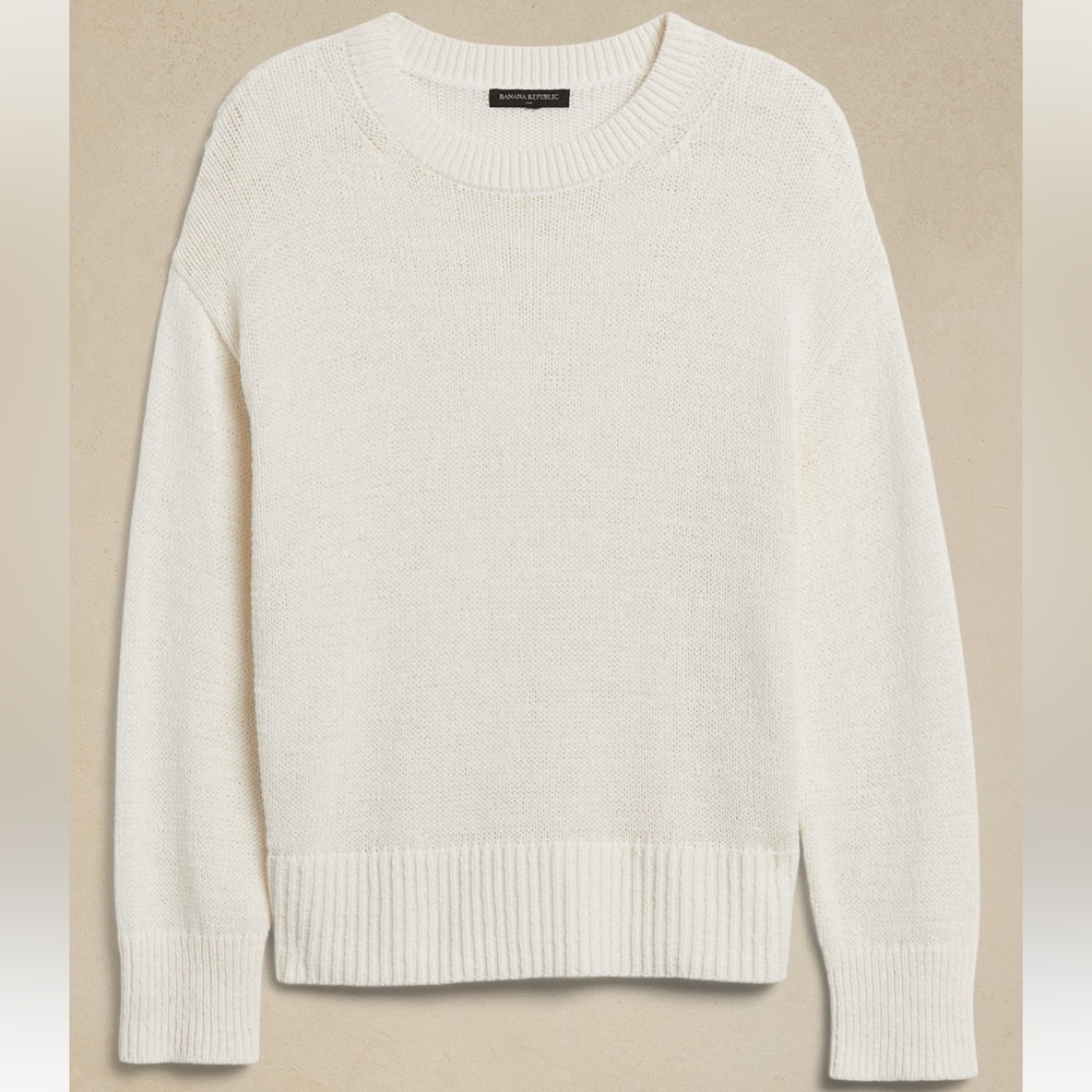 BANANA REPUBLIC Cotton Textured Sweater in Eru (Cream), Size Large - Picture 2 of 7